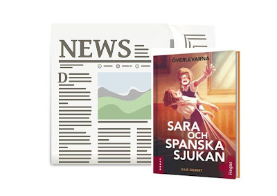 omslagsbild på Sara och Spanska sjukan på en fond av en tidning